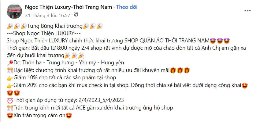 Mẫu content khai trương quần áo 2