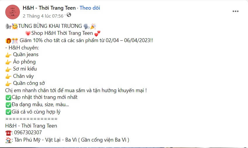 Mẫu content khai trương quần áo 3