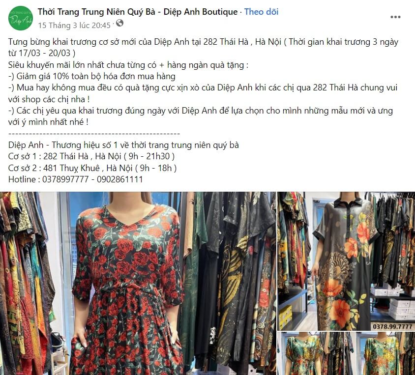 Bài viết khai trương cửa hàng trên Facebook 1