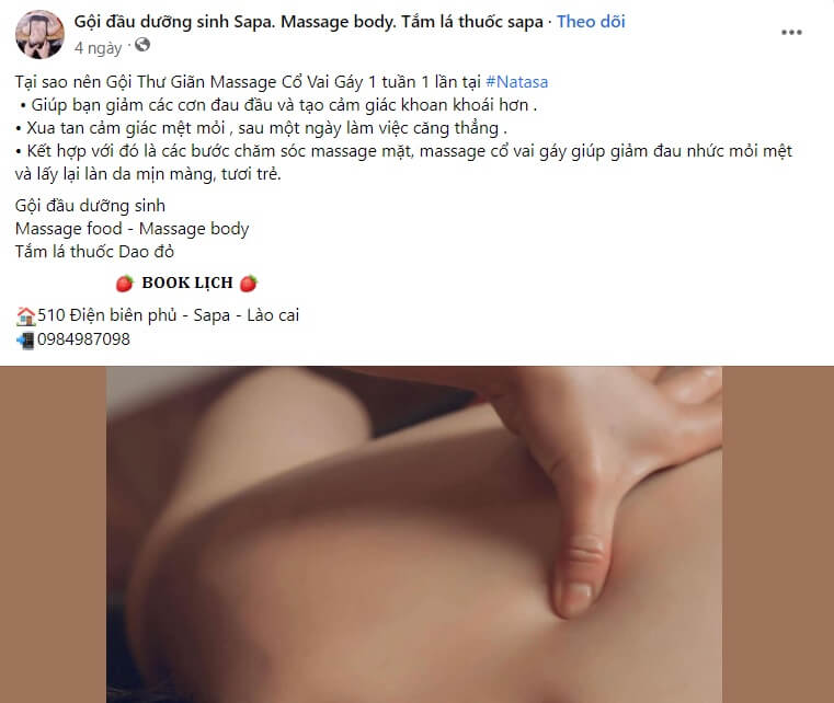 Mẫu bài viết quảng cáo Massage số 4