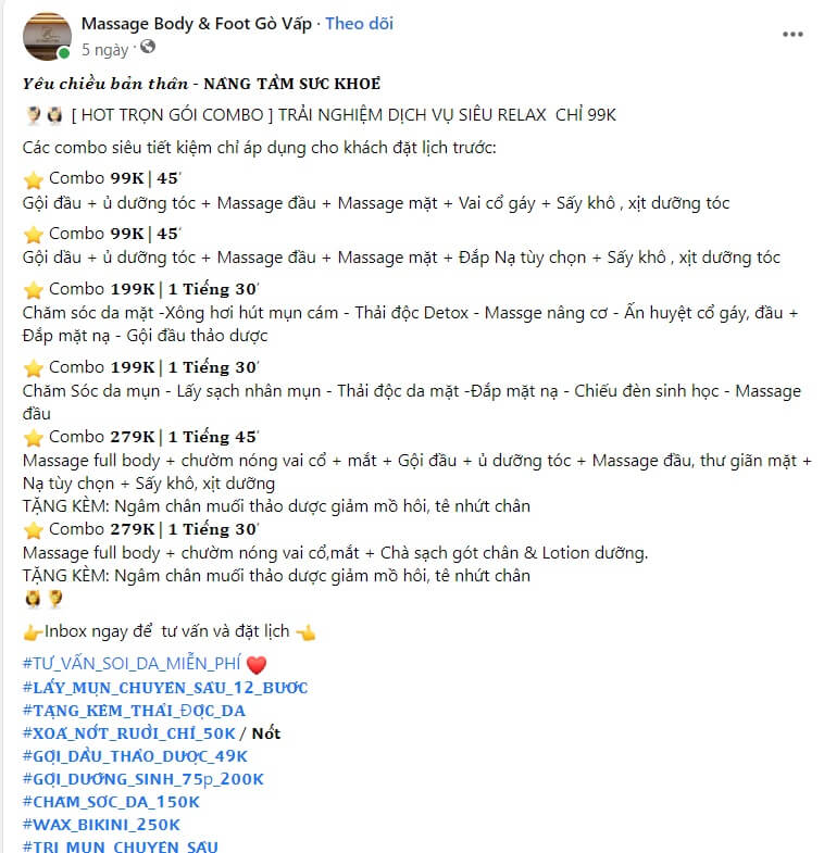 Mẫu bài viết quảng cáo Massage số 10