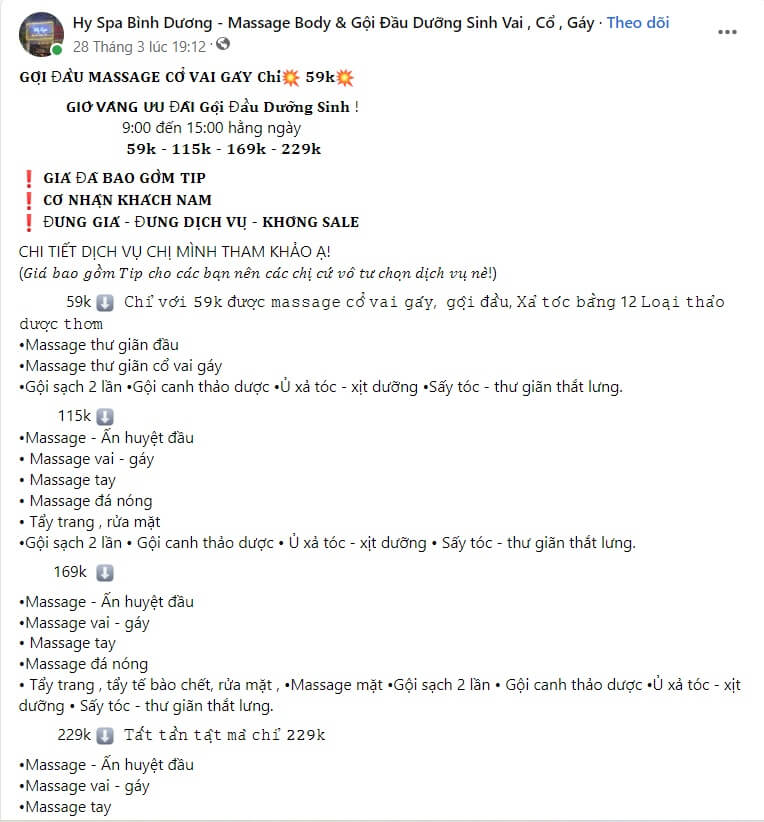 Bài viết quảng cáo Massage