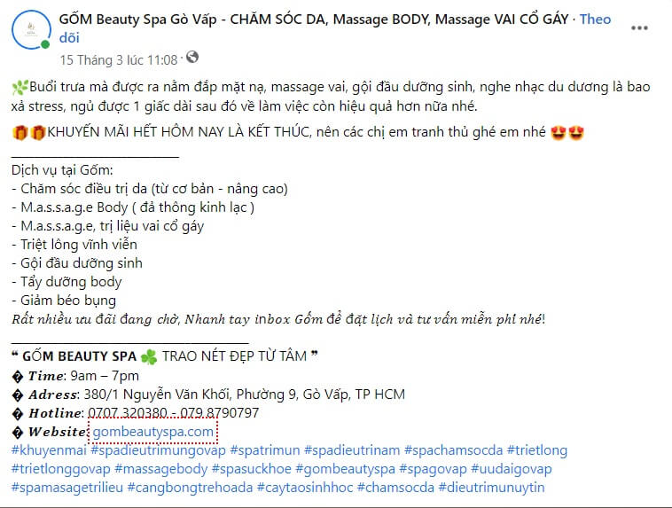 Mẫu bài viết quảng cáo Massage số 1