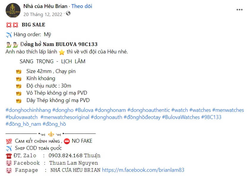 những bài viết quảng cáo đồng hồ hay