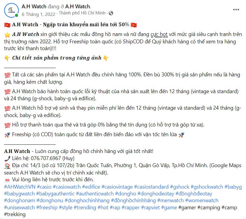 những bài viết quảng cáo đồng hồ hay