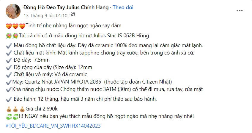 những bài viết quảng cáo đồng hồ hay