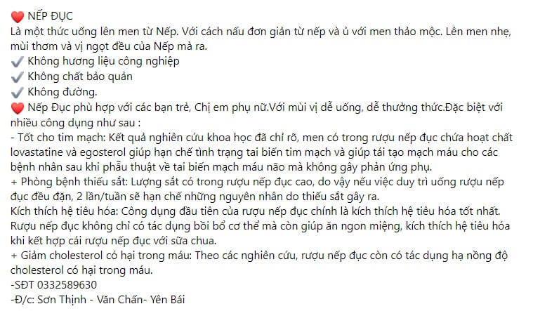 Mẫu bài viết quảng cáo rượu Nếp 3