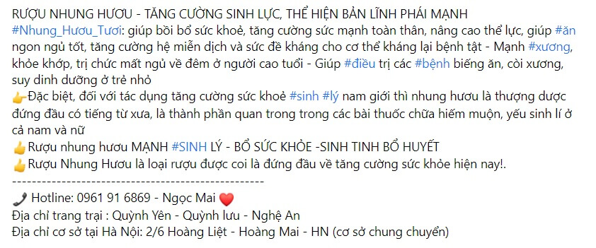 Mẫu bài viết quảng cáo rượu Nhung Hươu 1