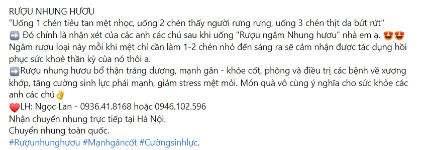 Mẫu bài viết quảng cáo rượu Nhung Hươu 3