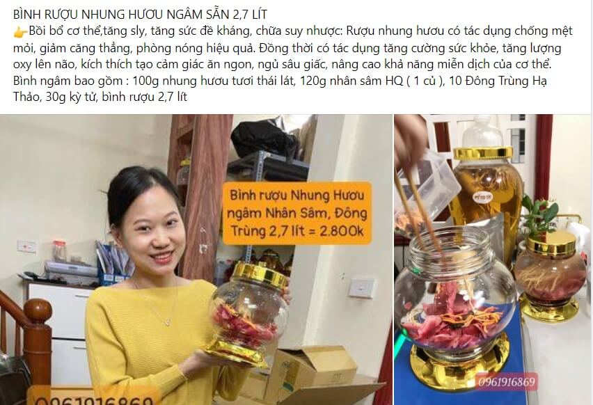 Mẫu bài viết quảng cáo rượu Nhung Hươu