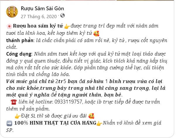 Mẫu bài viết quảng cáo rượu Sâm Việt 3