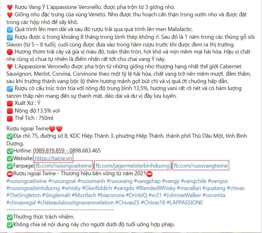 Mẫu bài viết quảng cáo Rượu Vang 2