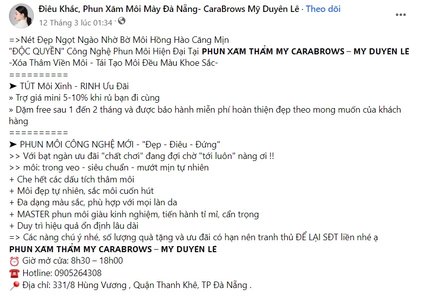 Bài viết quảng cáo phun xăm môi 1