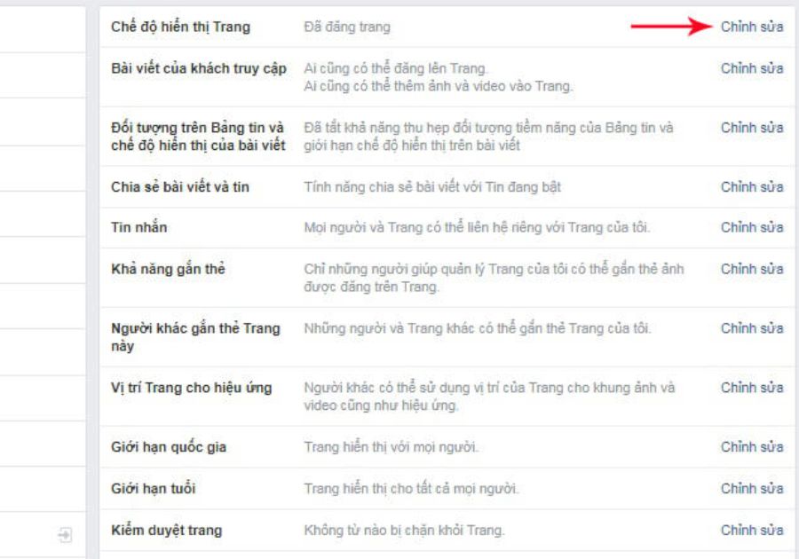 Chọn chỉnh sửa chế độ hiển thị