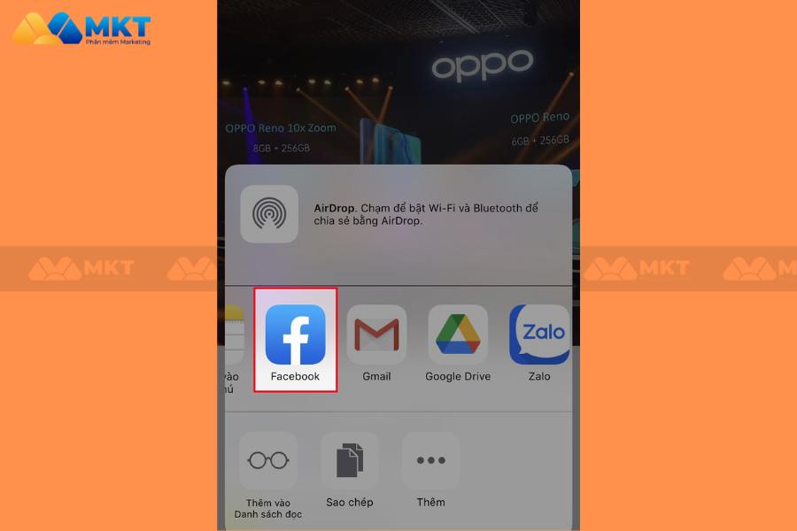 chọn biểu tượng Facebook
