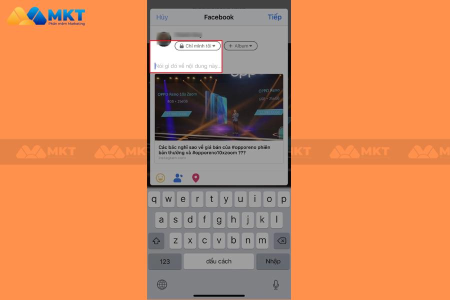 Bạn có thể chỉnh sửa quyền riêng tư, viết nội dung về bài viết mà bạn chia sẻ tại mục Nói gì đó về nội dung này