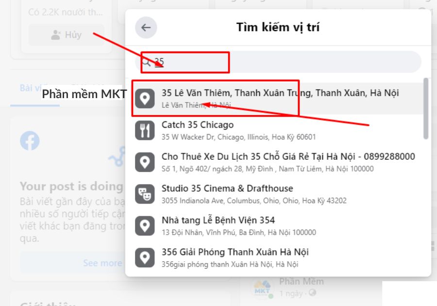 Chọn địa chỉ checkin