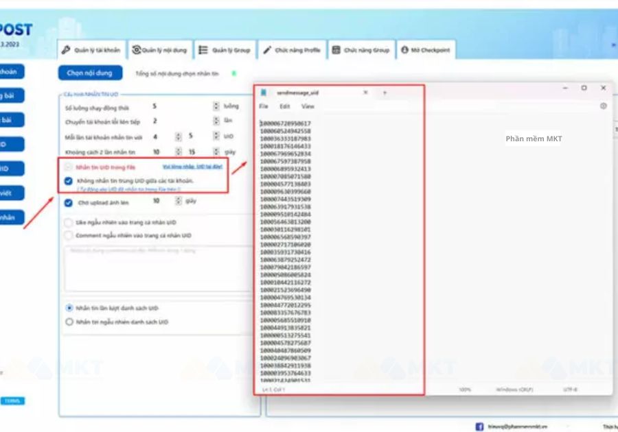 Tải lên list UID khách hàng muốn gửi tin nhắn