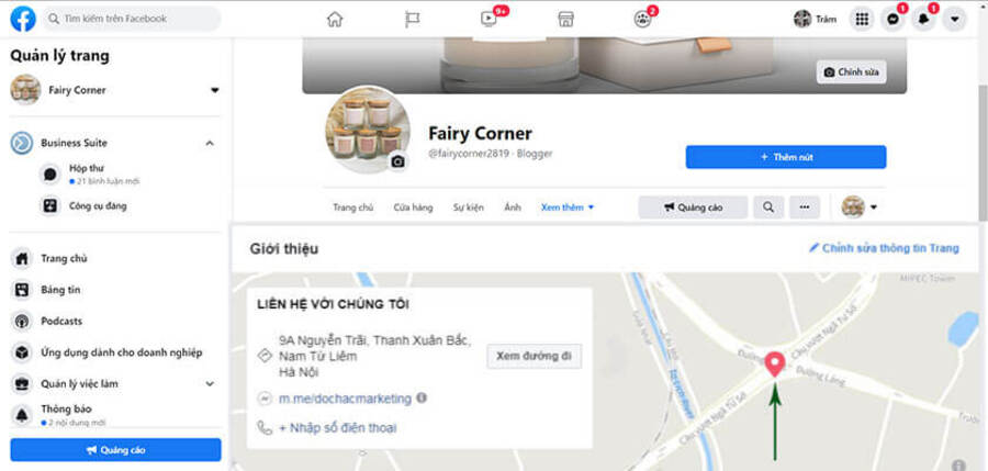 Thực hiện cách thêm bản đồ vào fanpage Facebook