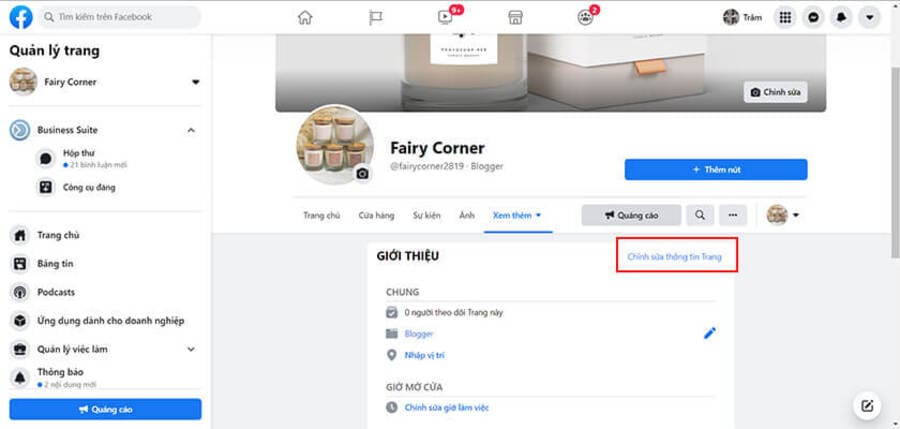 Hướng dẫn cách thêm địa chỉ vào fanpage