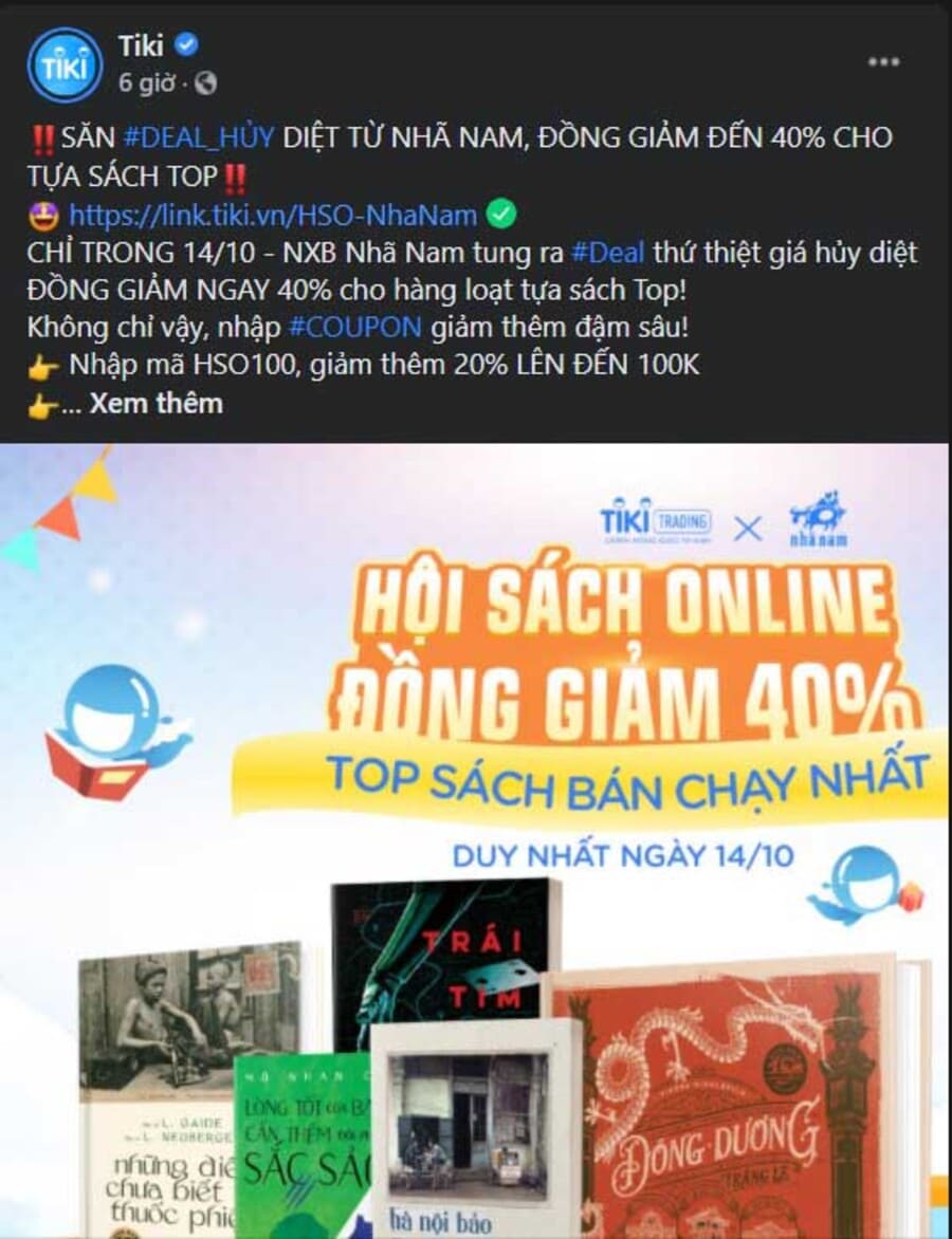 Cách viết content marketing Facebook - mẫu 1