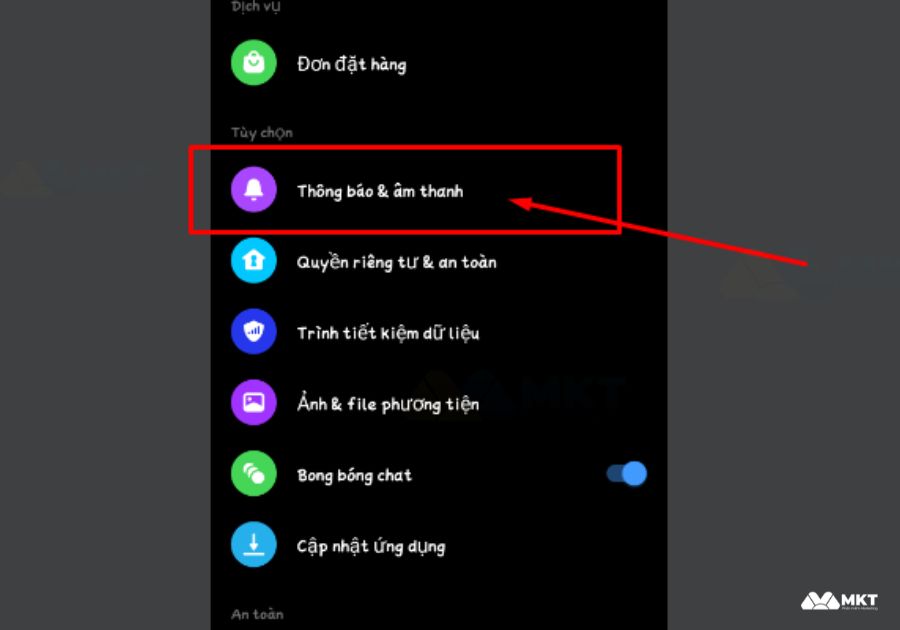 Chọn thông báo & âm thanh 