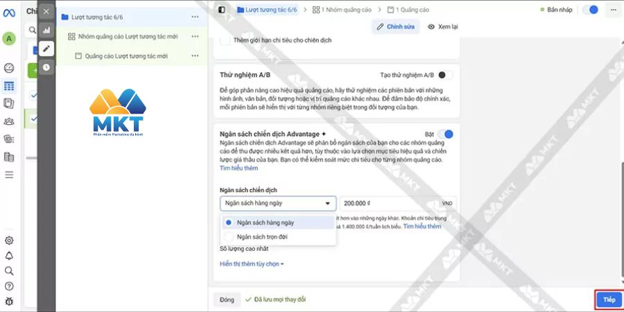 Thiết lập ngân sách chiến dịch