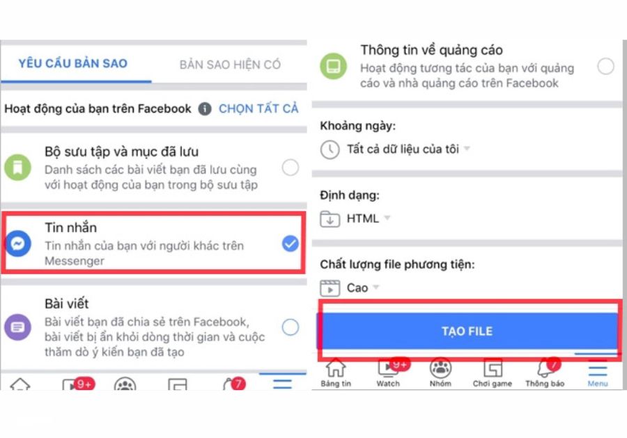 Chọn Tin nhắn > Tạo File