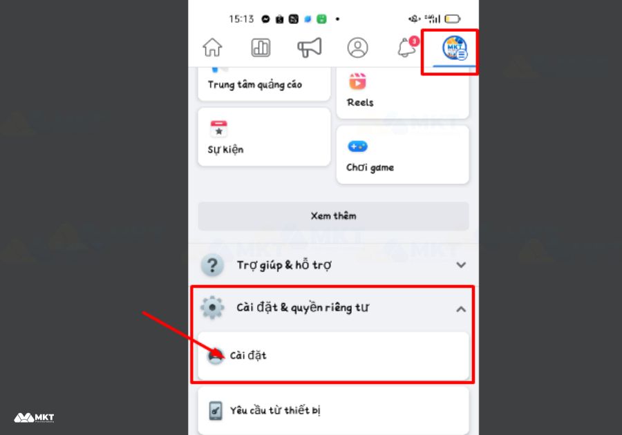 Chọn cài đặt & quyền riêng tư