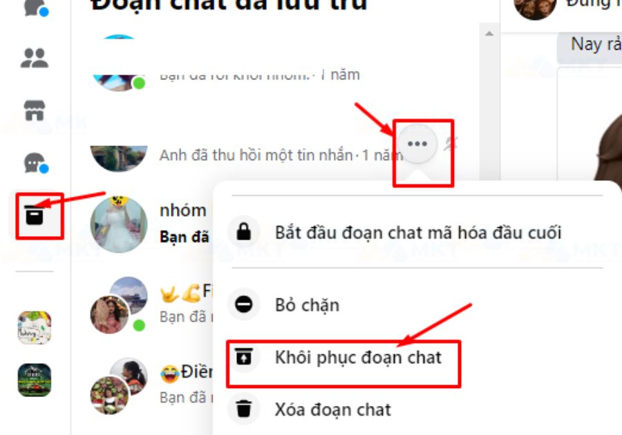 Khôi phục đoạn chat