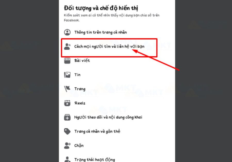 Chọn CÁCH MỌI NGƯỜI TÌM VÀ LIÊN HỆ VỚI BẠN.