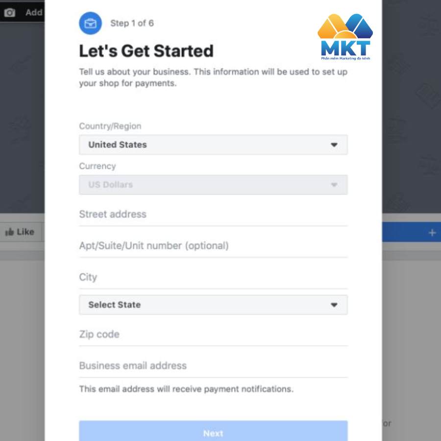 Sau khi khai báo thông tin, nhấn Next.