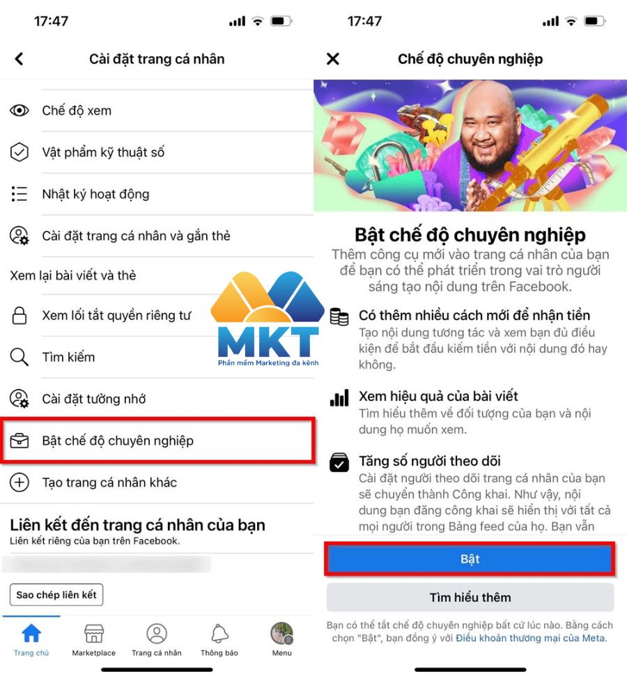 Cách bật chế độ chuyên nghiệp Facebook