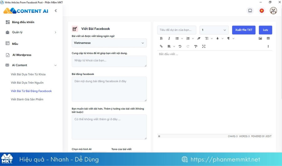 Content AI – Viết bài 