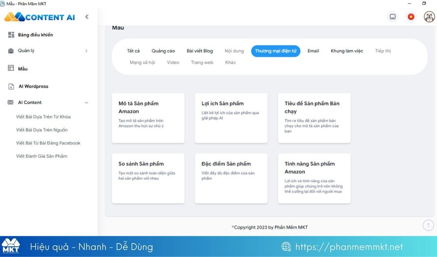 Content AI – Tạo sản phẩm thương mại điện tử