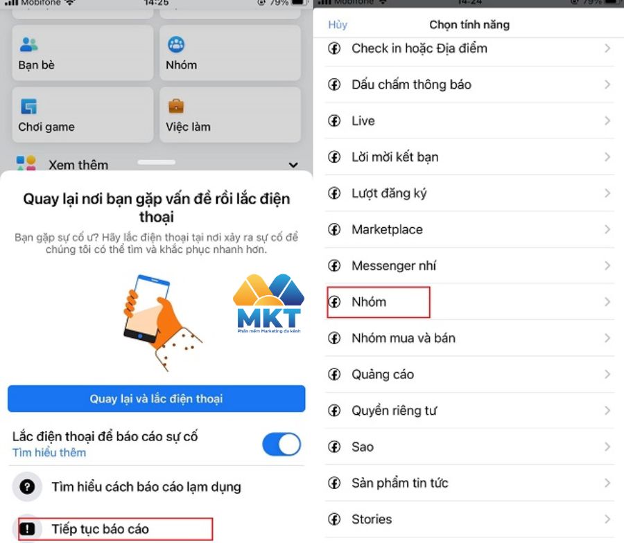 Báo cáo để mở chặn comment Facebook 