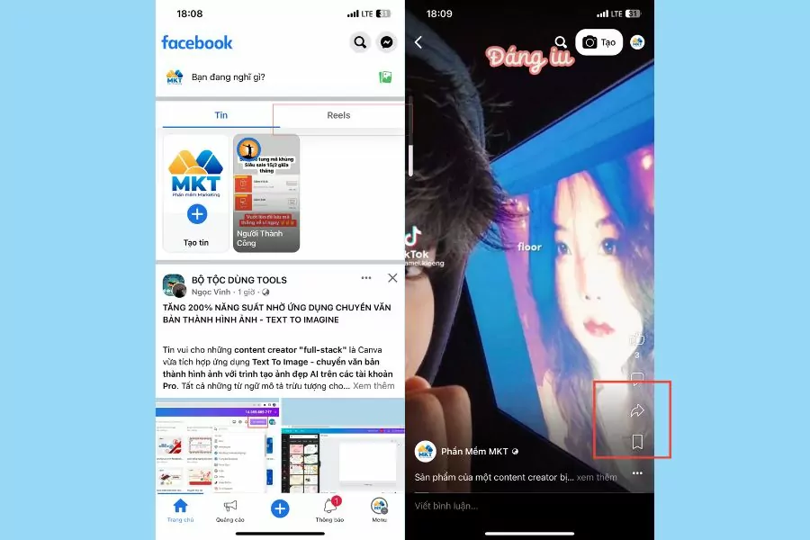 Cách chia sẻ reels lên story Facebook trên điện thoại