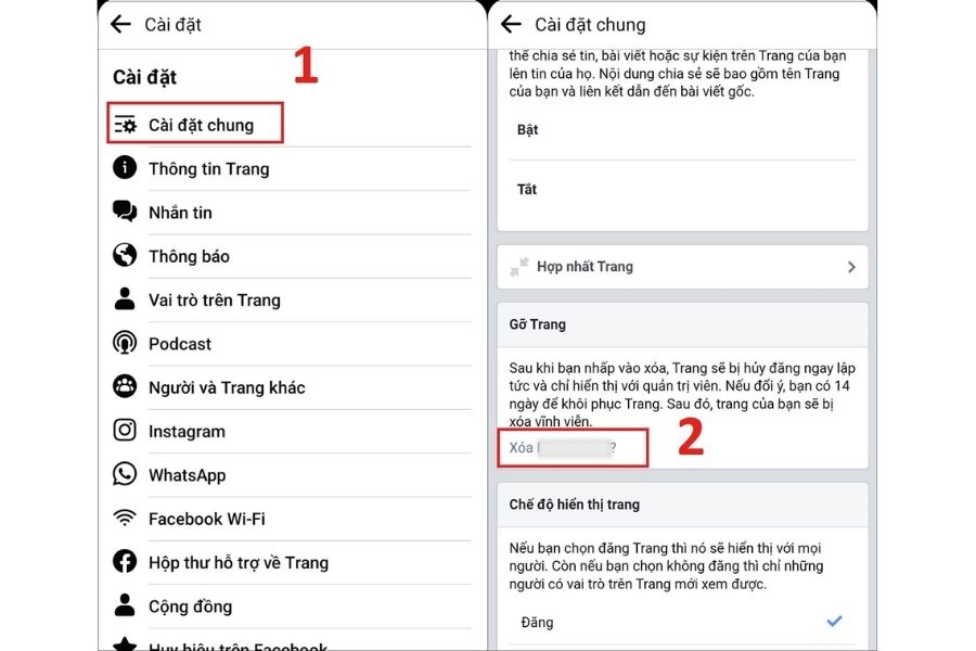 Hướng dẫn cách xoá trang trên Facebook trên điện thoại