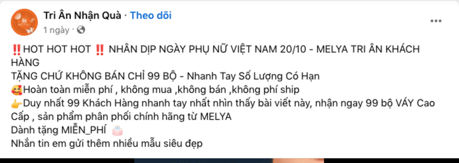 Content bán hàng 20/10 về quần áo