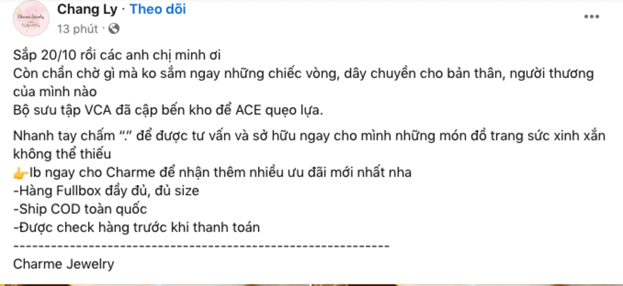 Mẫu content bán hàng 20/10 độc đáo