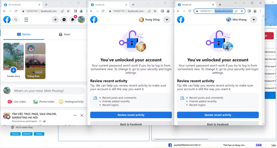 Mở tài khoản bị checkpoint - Facebook 956