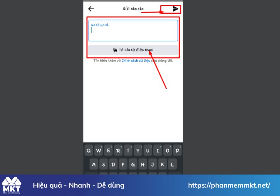 Chọn mũi tên gửi để hoàn tất 