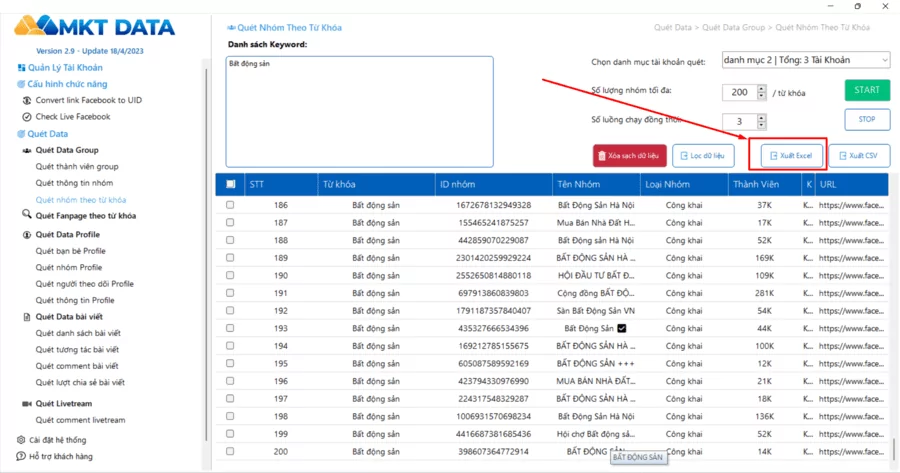 Tool quét nhóm Facebook, quét data khách hàng