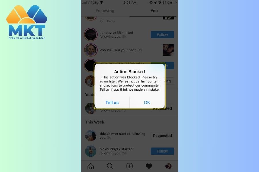 Lỗi không thể theo dõi hoặc bỏ theo dõi người dùng trên Instagram