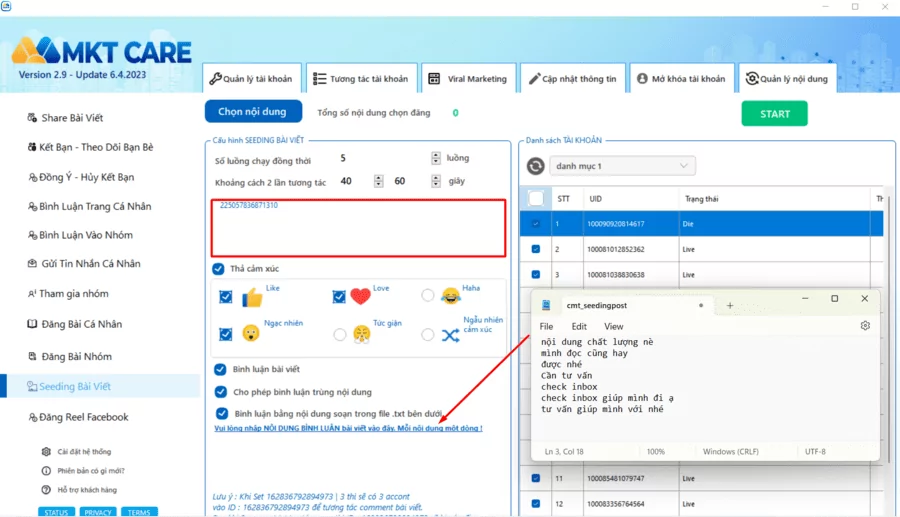Cách seeding bài viết Facebook bằng MKT Care hiệu quả Cách seeding bài viết Facebook bằng MKT Care
