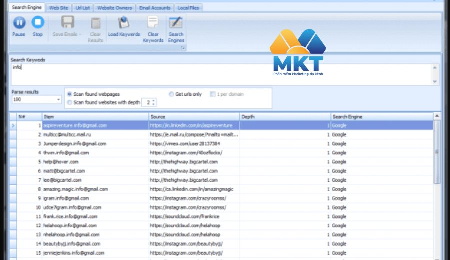 Tool quét data khách hàng - Super Email Extractor