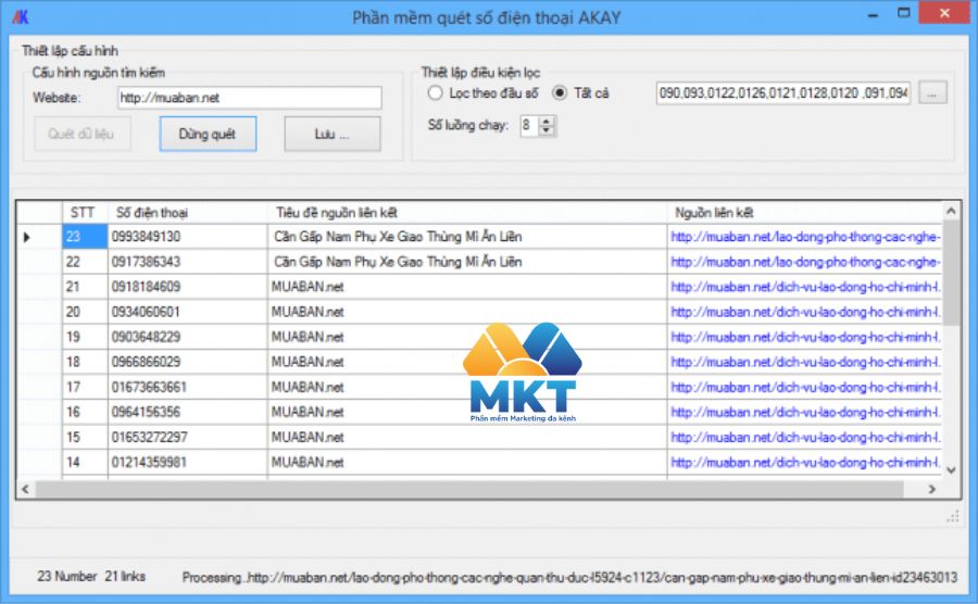 Tool quét data khách hàng - Akay Scanner SMS