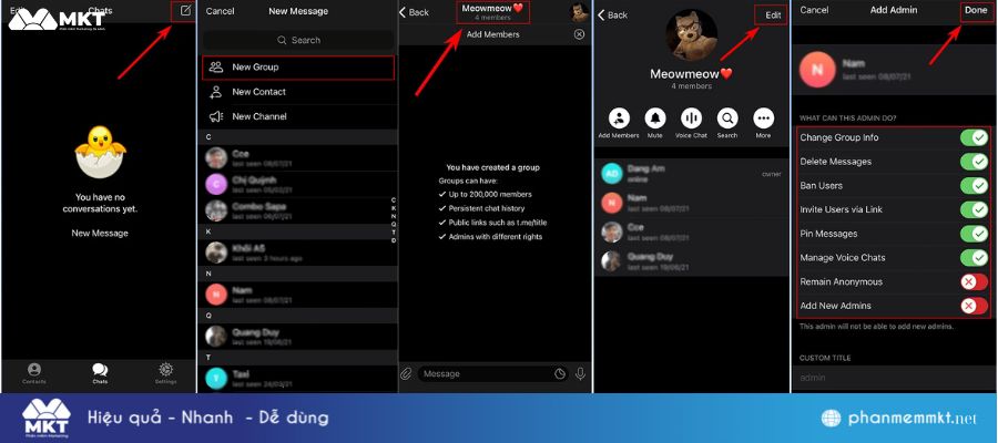 Cách tạo nhóm bán hàng Telegram bằng điện thoại