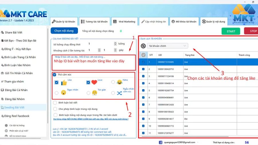 Thiết lập cấu hình hack like bài viết