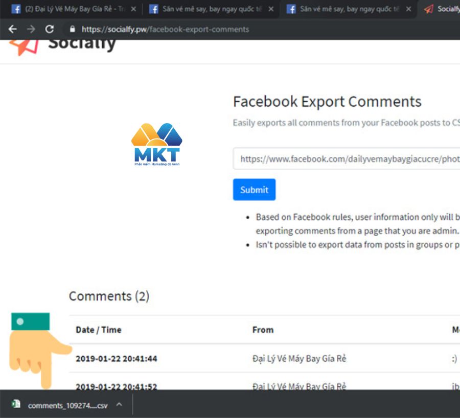 Cách xuất bình luận fanpage facebook thành file excel